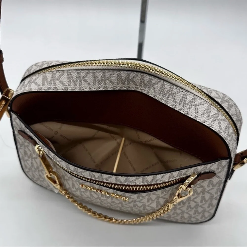 MICHAEL KORS LARGE EW ZIP CHAIN CROSSBODY BAG & JET SET TRAVEL MD ZA CARD CASE